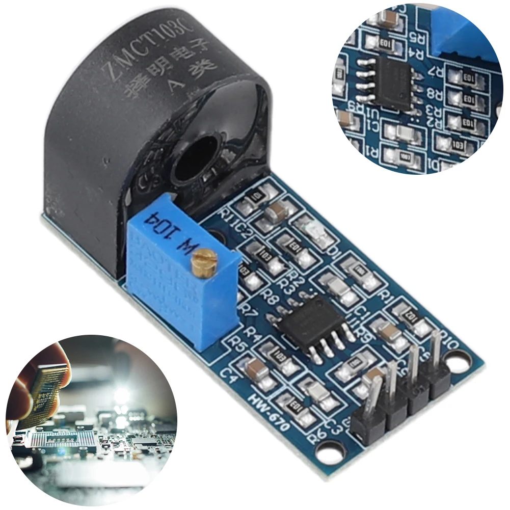 Módulo transformador de corrente micro integrado, faixa 5a, precisão, monofásica, placa de saída ativa ac, sensor de corrente para arduino