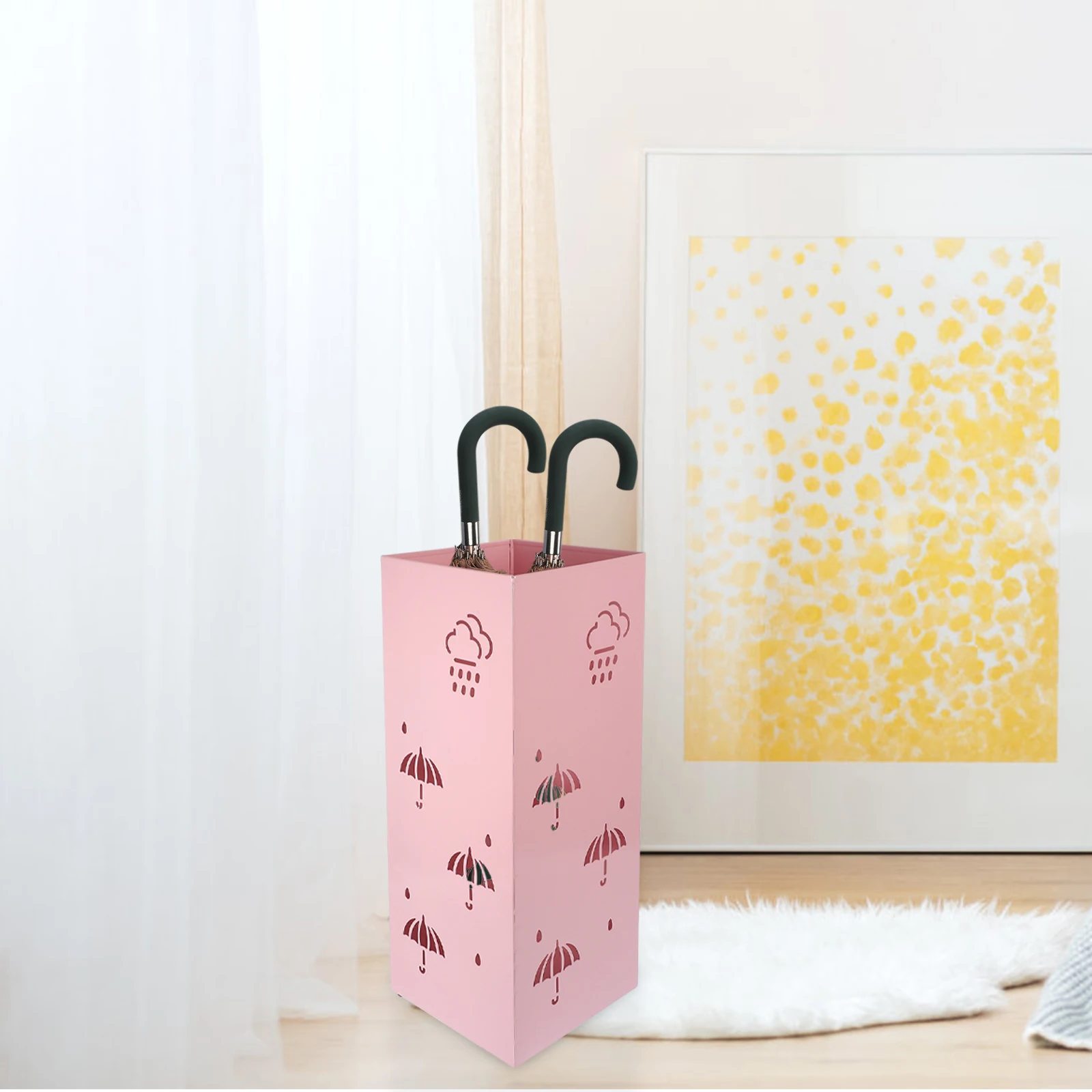 

Large Capacity Iron Umbrella Stand Holder Storage Bucket For Home Entryway Office Metal Organizer Canes Walking Sticks