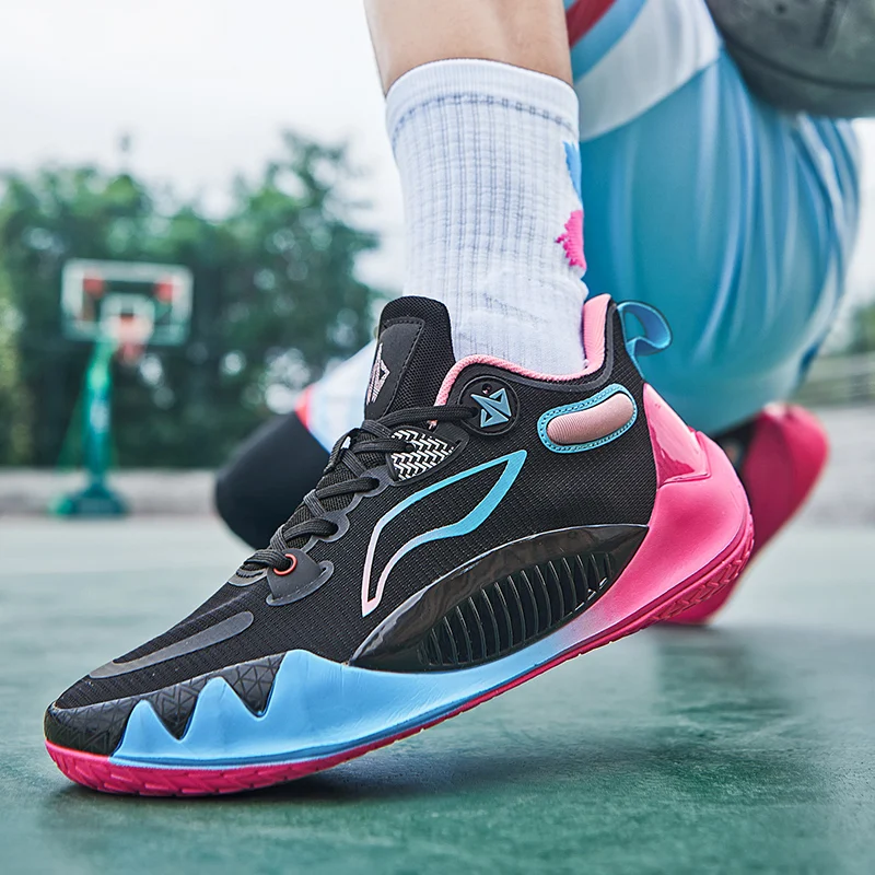 Luminous Low Top Professional Basketball Shoes Light Soft Sole Springback Sports Shoes for Male Students Training Game Shoes