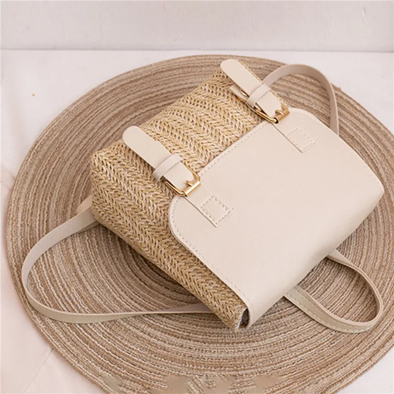 Trendy Leisure Straw Bags for Women Mini Retro Weave Handbag Women's Niche Designer Bag High-end Small Rattan Woven Backpack