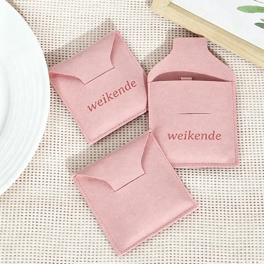 100Pcs Personalized Logo Jewelry Packaging Storage Pouch Multiple Sizes Microfiber Envelope Bag Small Gift Dusty Proof Pockets