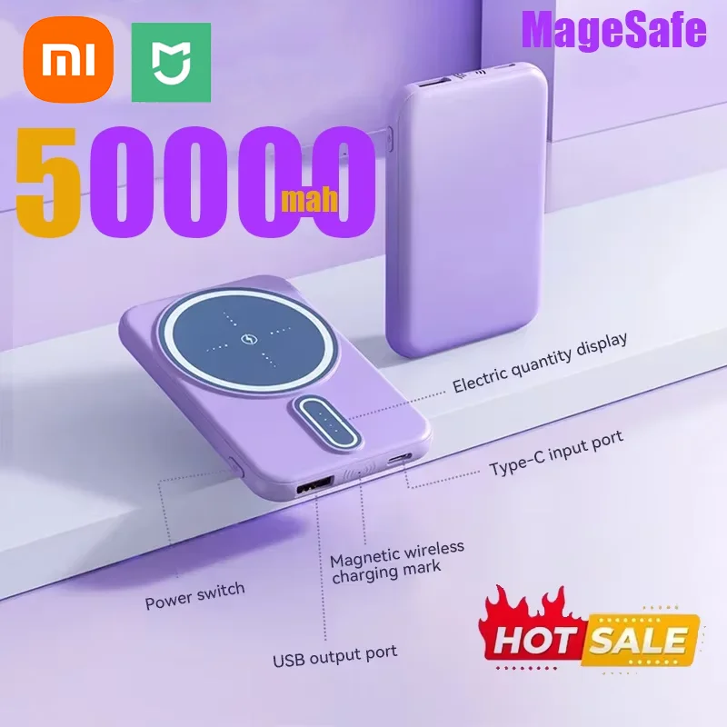 Xiaomi 50000mAh Wireless Magnetic Power Bank Super Fast Charging Portable Battery Charger For iPhone Huawei Samsung 2025