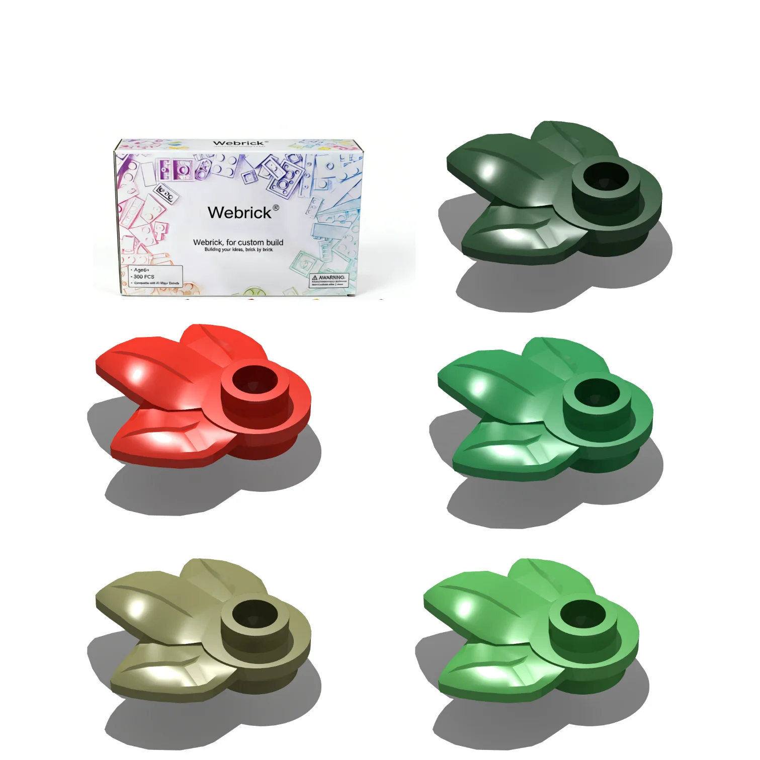 

200PCS 32607 Plant Plate Round 1x1 With 3 Leaves Building Blocks Set with Box，Parts Idea 100% Compatible Toys