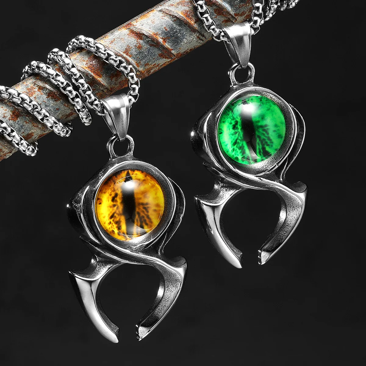 Monitor Necklace 316L Stainless Steel Mysterious Eye Pendant Gem Men Chain Punk Rock Hip Hop for Male Jewelry Gift Dropshipping