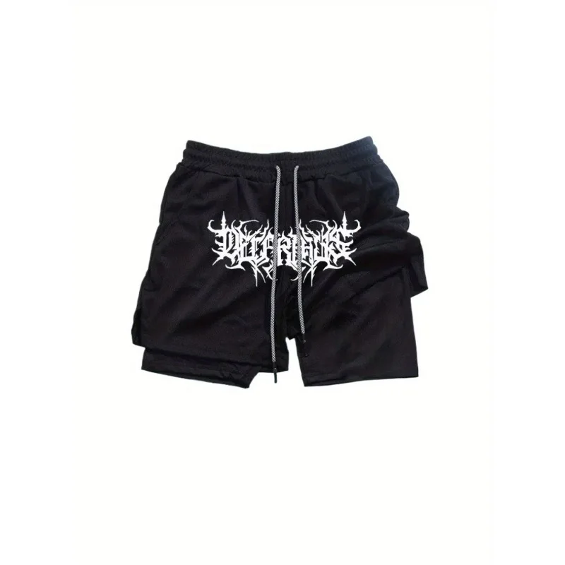 Men's summer quick drying double-layer shorts paired with breathable top, super breathable function, fashionable print