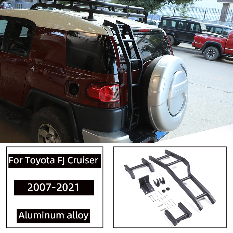 Aluminum alloy black car tailgate ladder car tailgate ladder exterior modification accessories For Toyota FJ Cruiser 2007-2021