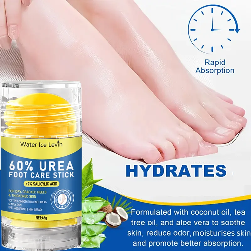 60% Urea Foot Care Stick. 2% Salicylic Acid. Fast Absorption Non-Greasy. For Dry Cracked Heels Thickened Skin. 45g Net.
