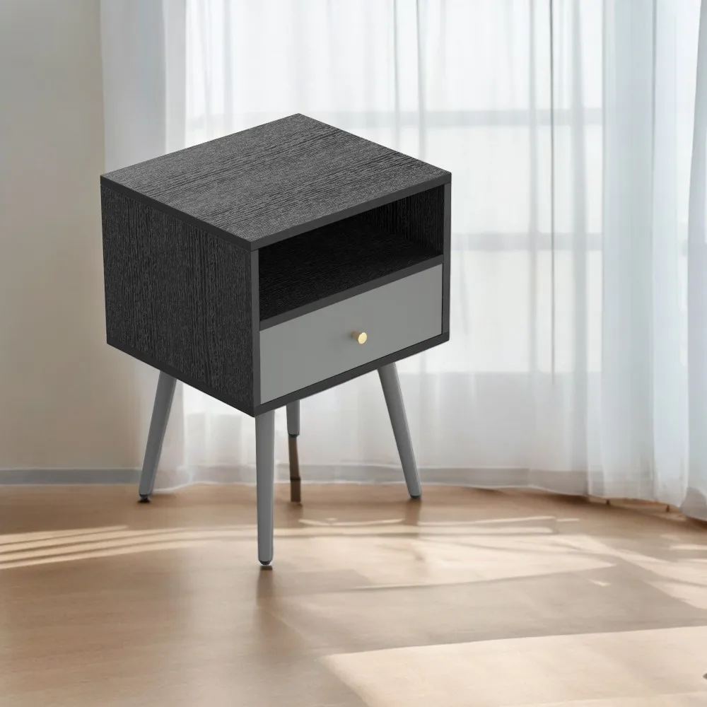 

Update Modern Nightstand with 1Drawers, Suitable for Bedroom/Living Room/Side Table (Dark Grey)