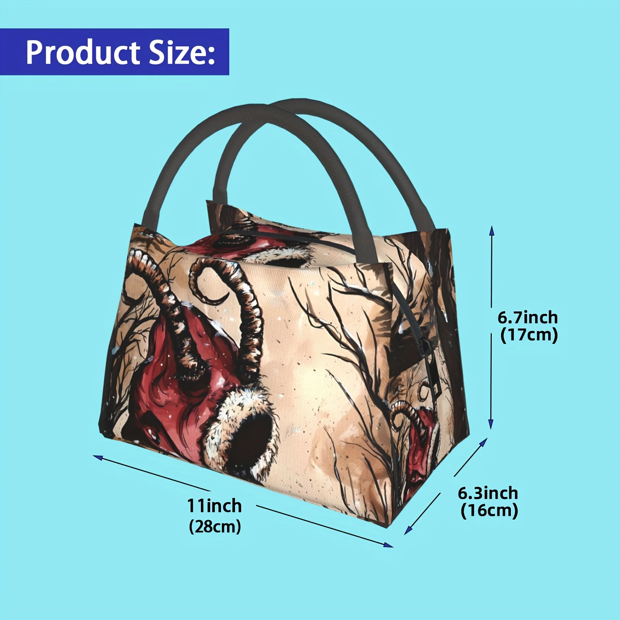 1pc Christmas Devil Pattern Christmas Gift, Portable Reusable Cooler Bag, Cooler Bag, Insulated Lunch Bag for Camping Picnic