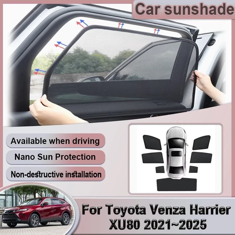 

Для Toyota Venza Harrier XU80 2021 ~ 2025 2023 автомобильный сетчатый солнцезащитный козырек магнитный оконный козырек от солнца шторы для конфиденциальности автоаксессуары