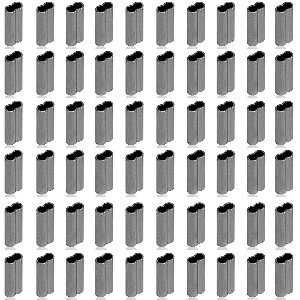 

50Pcs Fishing Crimp Sleeves Double Barrel Crimp Sleeves Copper Crimping Sleeve Tubes Line Connector Wire Leader Rigging Tackle