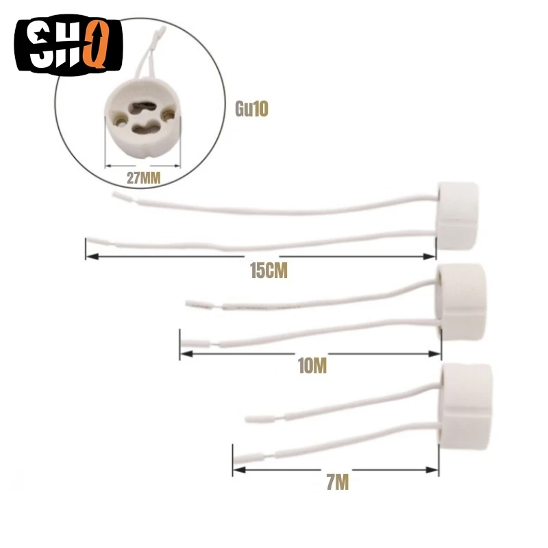 Ceramic Aging Lamp Base, Halogen Bulb Holder, LED Light Socket Converter with Cable 3A Lampholder, GU10, 7cm, 10cm, 15cm NEW