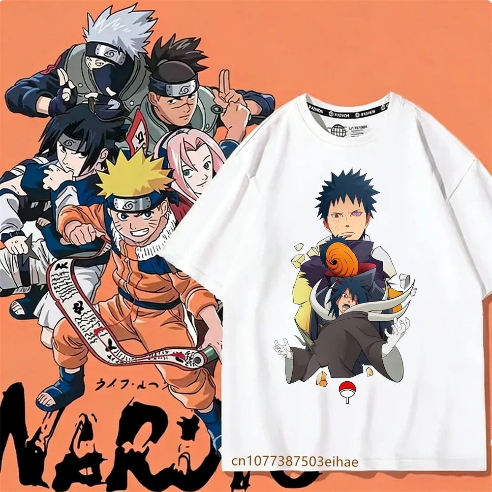 Naruto Clothes Summer T-shirts Cartoon Anime Graphic Print Tee Comfortable Breathable Short Sleeves Cute Tops Birthday Gifts New