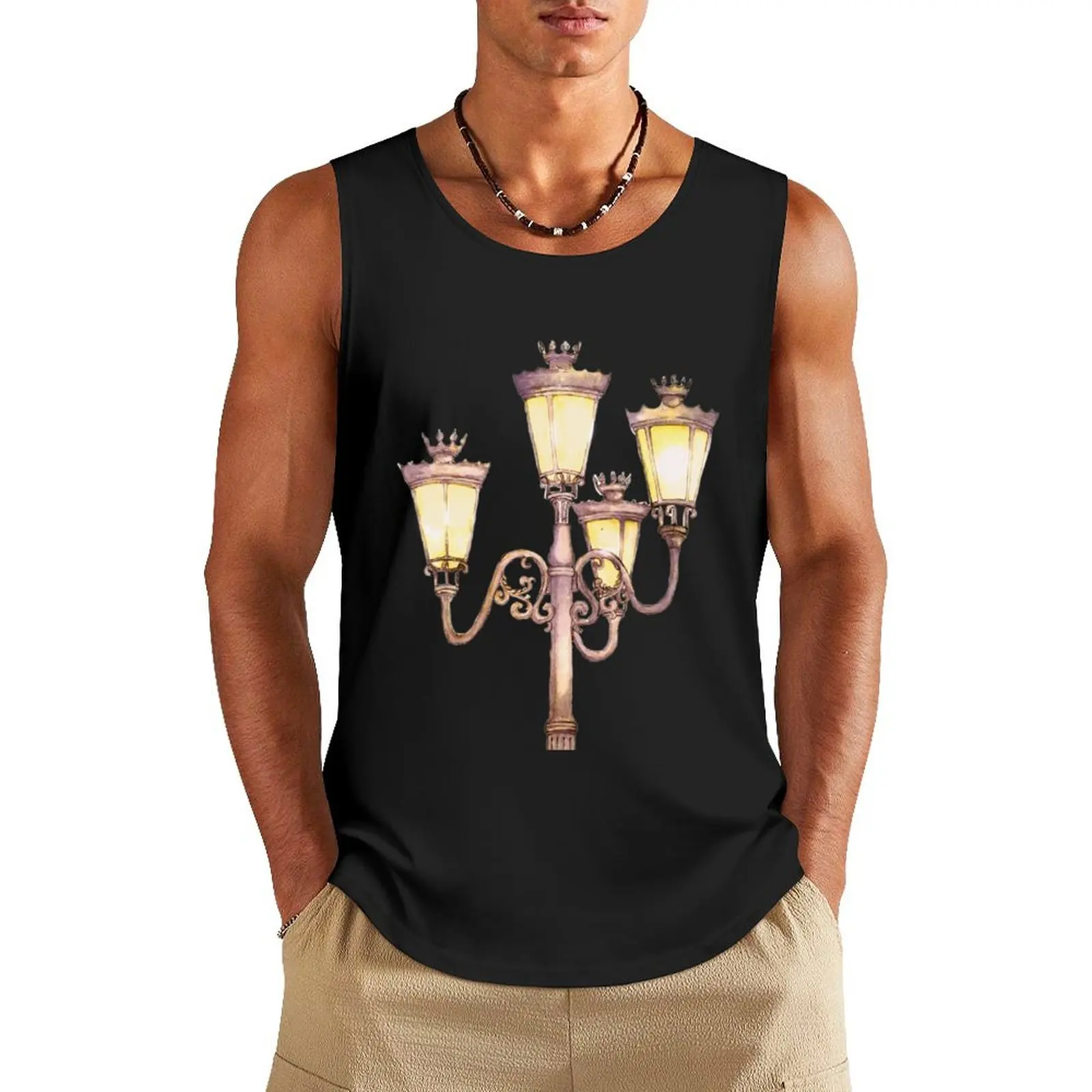 Street lights Tank Top Men's cotton t-shirt Sleeveless top Clothing Vest male