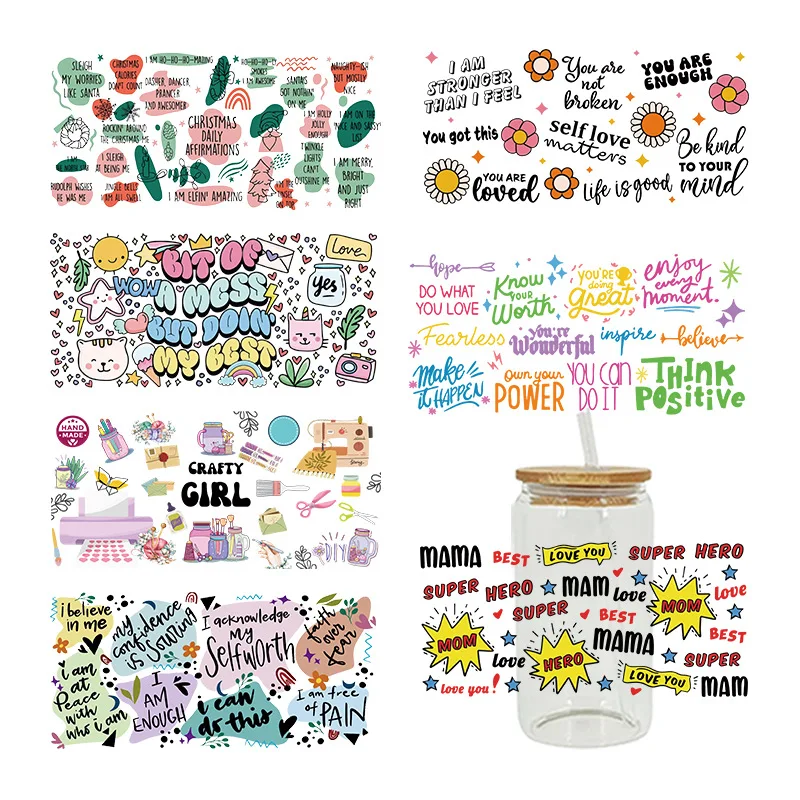

UV transfer stickers glass crystal label crystal stickers cross-border special stickers for 16oz glass cups 23cmX11cm