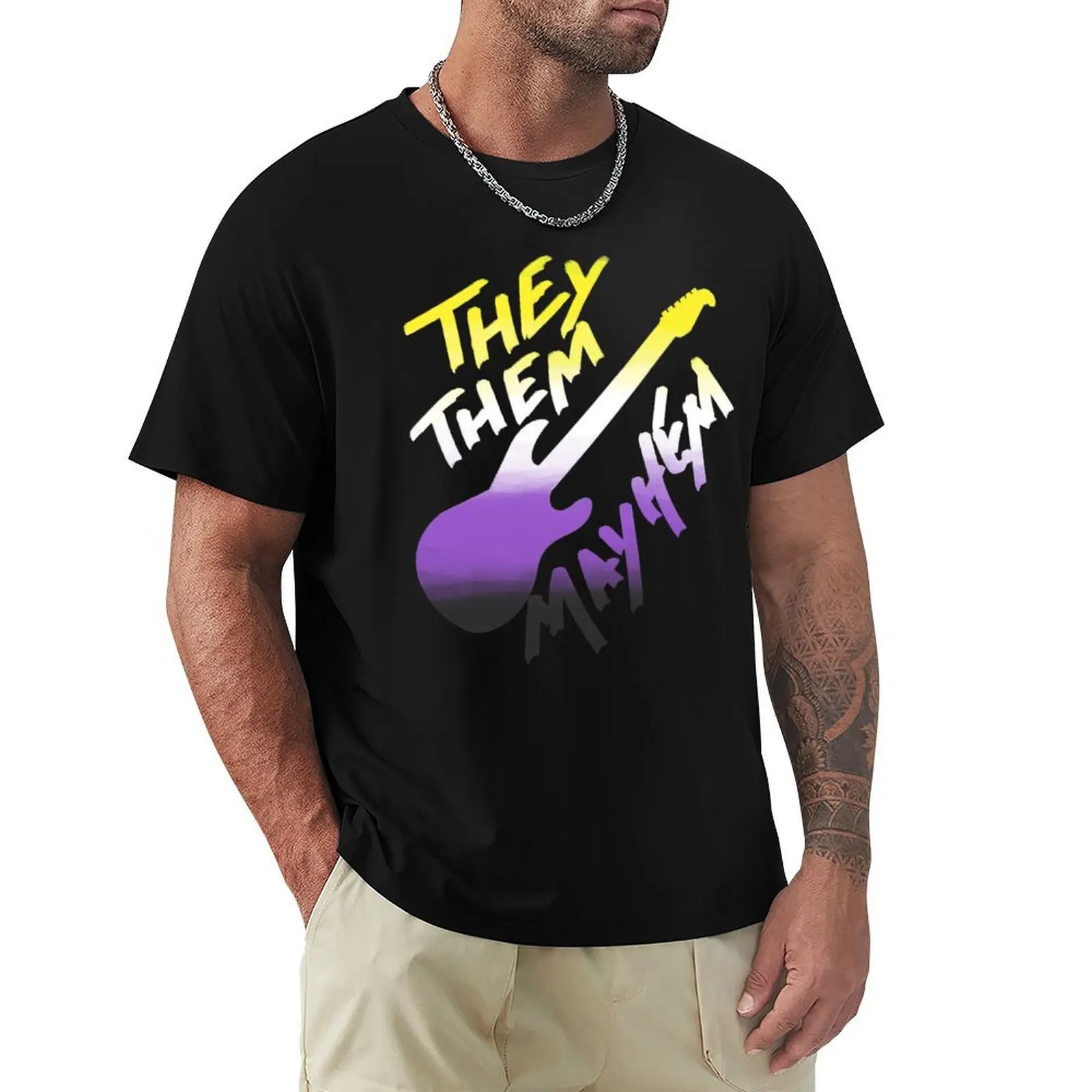 

They/Them Mayhem - Nonbinary Flag T-Shirt Short sleeve tee cotton graphic tees plus size clothes mens clothes