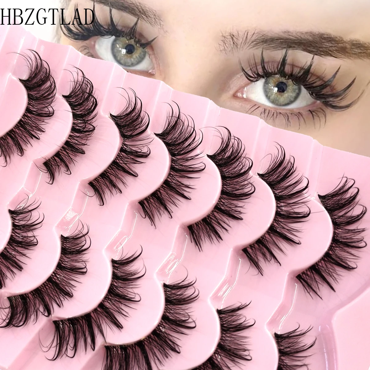Novo 7 pares de cílios olho de gato 3d cílios postiços naturais fofos macios cruzados mangá cílios finos naturais extensão de cílios maquiagem