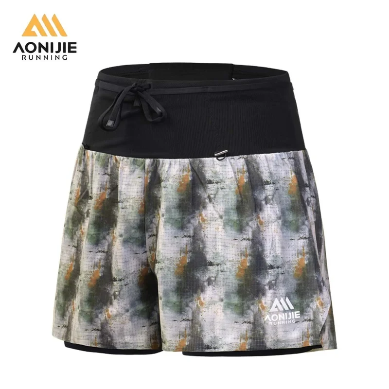AONIJIE Pantalones cortos de trail running para mujer con riñonera, transpirables, ligeros, con forro extendido para senderismo y fitness al aire libre FW6257