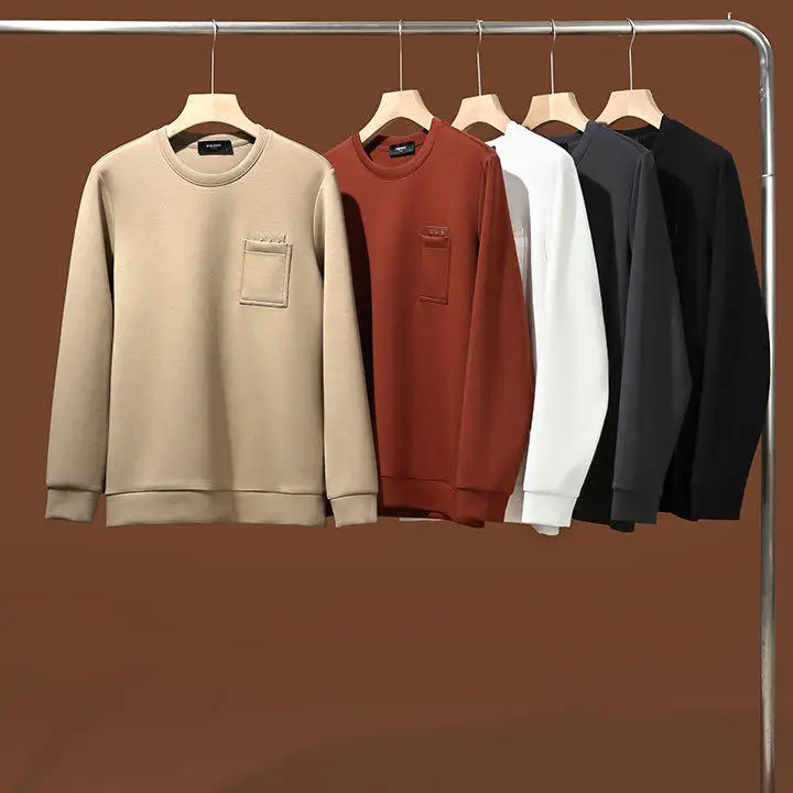 

High Quali Modal Men's Sweatirt Air Layer Casual Comfortable Breathable Stand Fit Long Sve round Ne Sweatirt