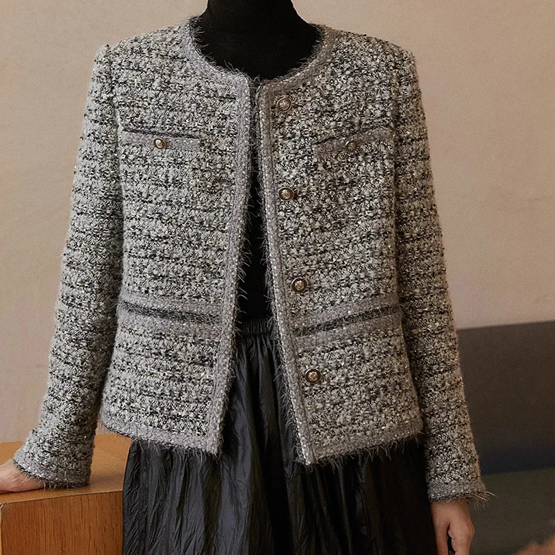 

Weaving coat, coarse woolen short coat, gentle autumn and winter women's clothing new top, high-end feeling