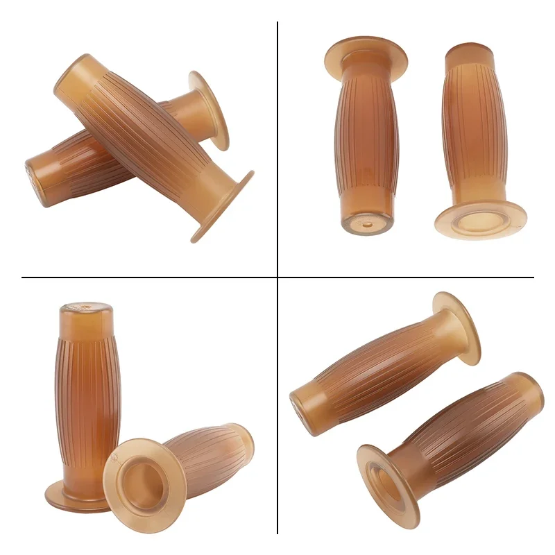 Universal Retro Motorcycle Hand Grips Non-slip Rubber Handlebar Grips Brown For Moto Scooter Motocross Motorbike Grips