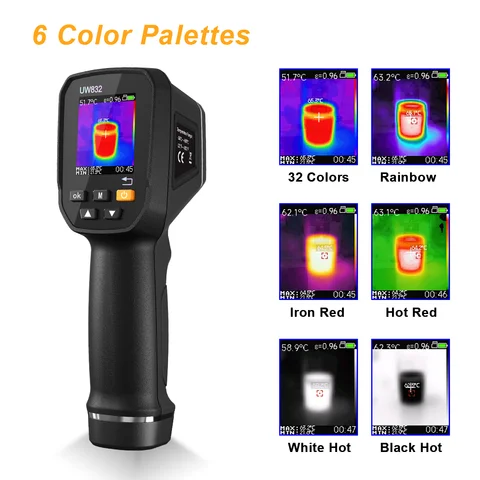 UWEI 적외선 열 화상 카메라 휴대용 열 화상 카메라 USB 충전식 8GB 카드 컬러 디스플레이 0.01-1 방사율 운반 상자