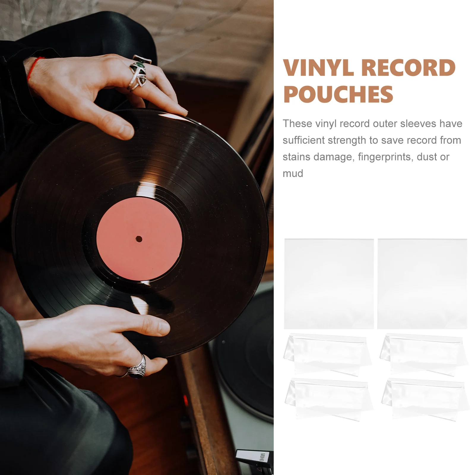 

30Pcs Outer Vinyl Record Sleeves Covers Adhesive Plastic Vinyl Record Protector multiuse antidust Album Covers gift wrapping bag
