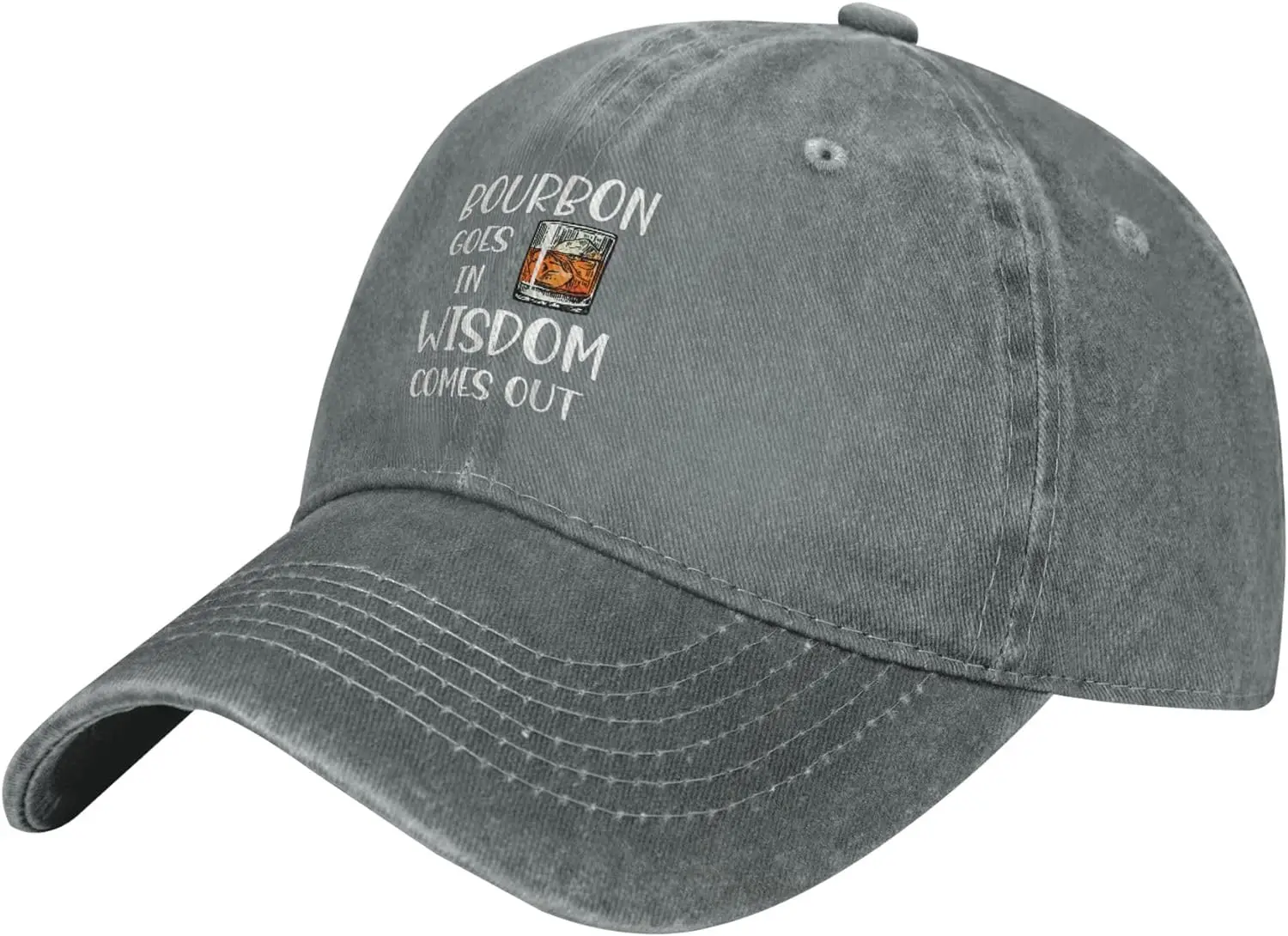 Bourbon Goes in Wisdom Comes Out Hat Funny Drinking Hat Adjustable Cowboy Hats Fashion Baseball Cap Gifts Trucker Hat