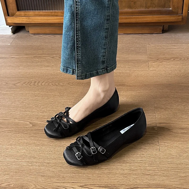 

Женские туфли Мэри Джейн в стиле ретро с изысканным бантом, повседневные туфли с круглым носком для женщин, дизайнерские туфли на плоской подошве во французском стиле, Zapatos Mujer