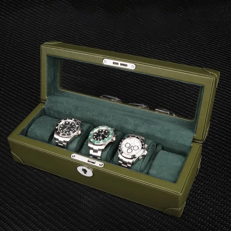 

Кожаная коробка для часов, роскошная современная коробка для часов, мужские наручные часы, аксессуары, коробки-органайзеры, коробки для демонстрации часов с замком