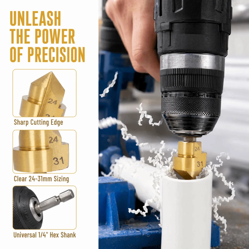 

Hex Shank Countersink Drill Bit 1/4 Inch Shank Quick Change Stepped Drill Bit Hexagon Shank 24-31mm Blade Diameter Reamer Drill