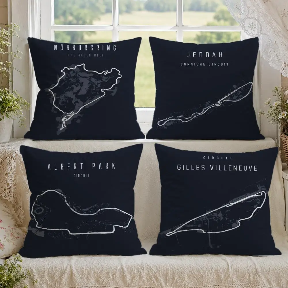 Cool NURBURGRING Race Track Cushion Cover 1/4PCS Linen Double-Sided Sofa Couch Bedroom Living Room Home Decor Pillow Case