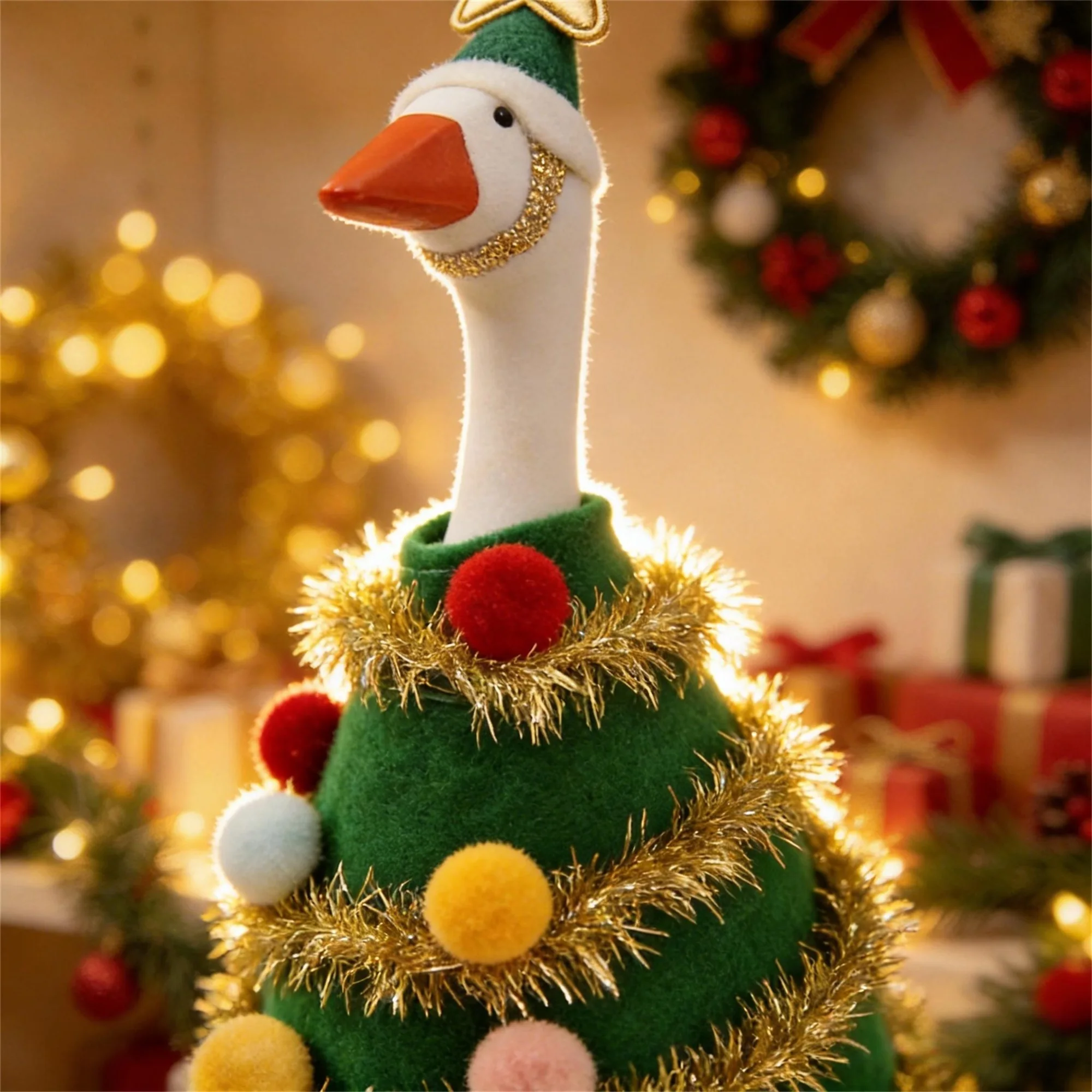 Winter Mini Schreibtisch-Gans Figur 7 Zoll Magnetische Gans Weihnachtsbaum-Kostüm mit Mütze für Enten-Schreibtisch Schlüsselhalter Deko – Detail 9