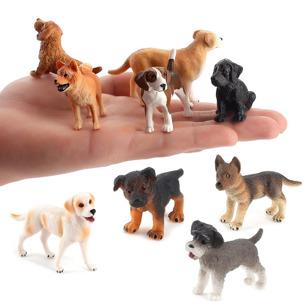 Mini figuras de cachorros de perro en miniatura, simulación, Mini modelos de perro, estatuilla, adorno de escritorio, bonsái, decoración de casa de