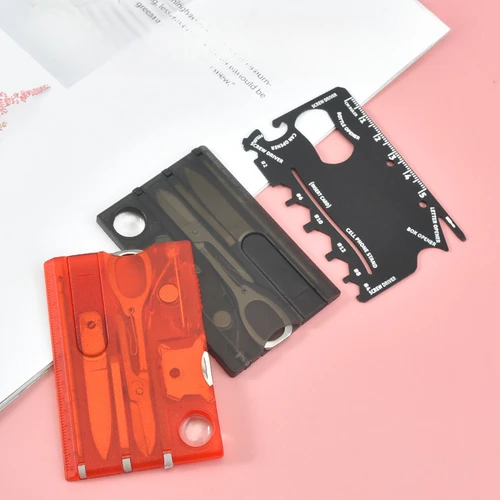 Imagen 2 del producto Tarjeta de crédito de bolsillo 10 en 1, multiherramientas portátiles, equipo de supervivencia para acampar al aire libre, 1 caja, herramientas portátiles para tarjetas de senderismo, equipo