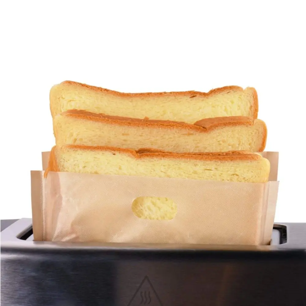 1PC Polyester Reusable Toaster Bag Snack Organizer Microwave Heating Sandwich Bags Baking Sheets Reusable Non Stick Bread Bag