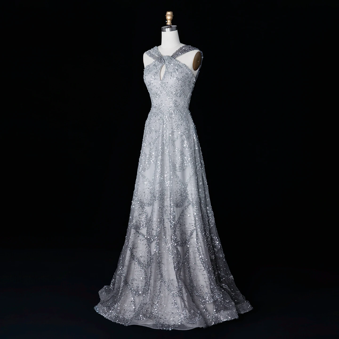 Sharon Said 2026 Neues Abendkleid in Farbverlauf Rosa mit Perlen, gedrehtem Neckholder, A-Linie, Dubai Arabisches Damen-Abendkleid SS709 Maßanfertigung – Detail 13