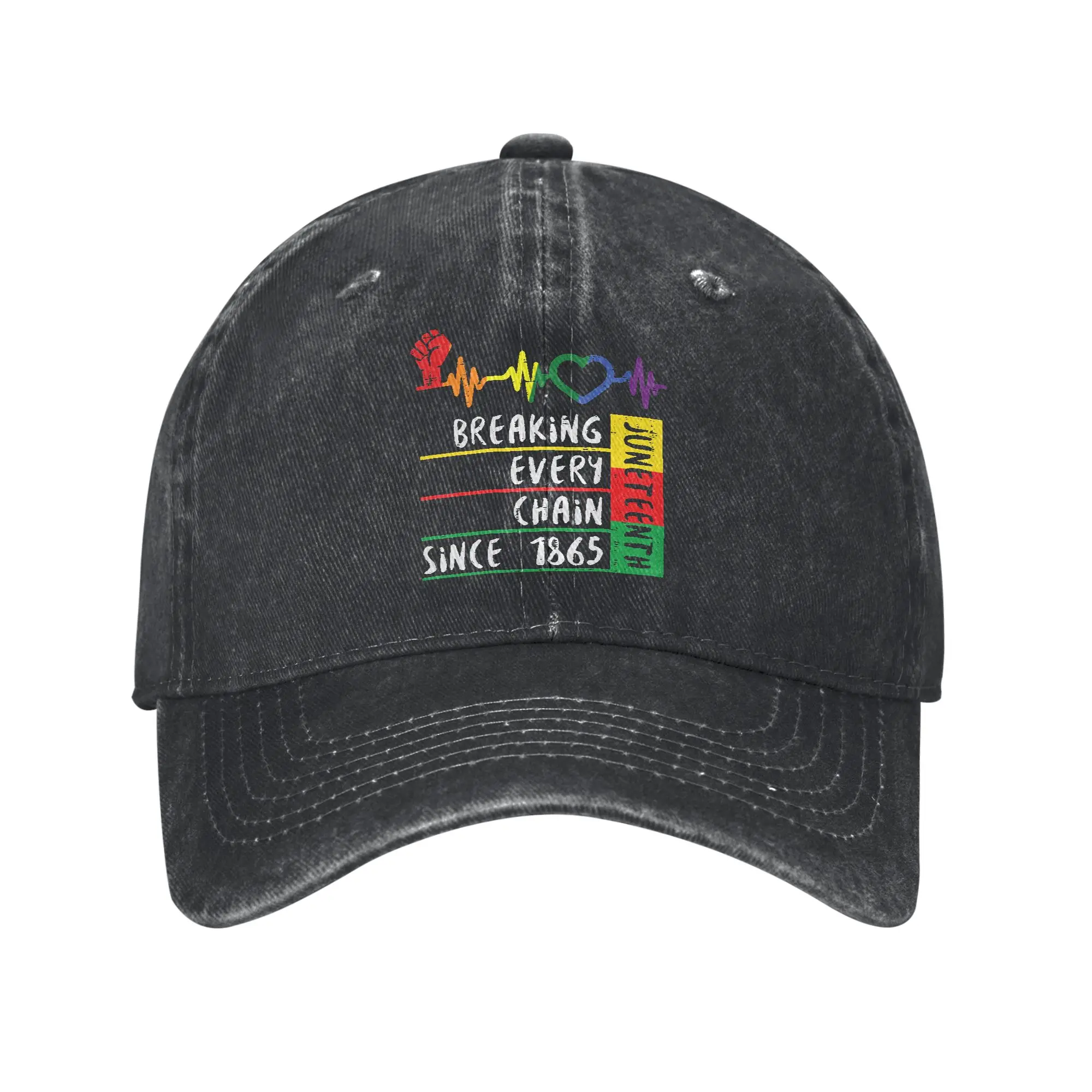 Juneteenth Breaking Every Chain 1865 Men Women Baseball Caps  Distressed Denim Washed Caps Hat l Outdoor Summer Snapback Hat