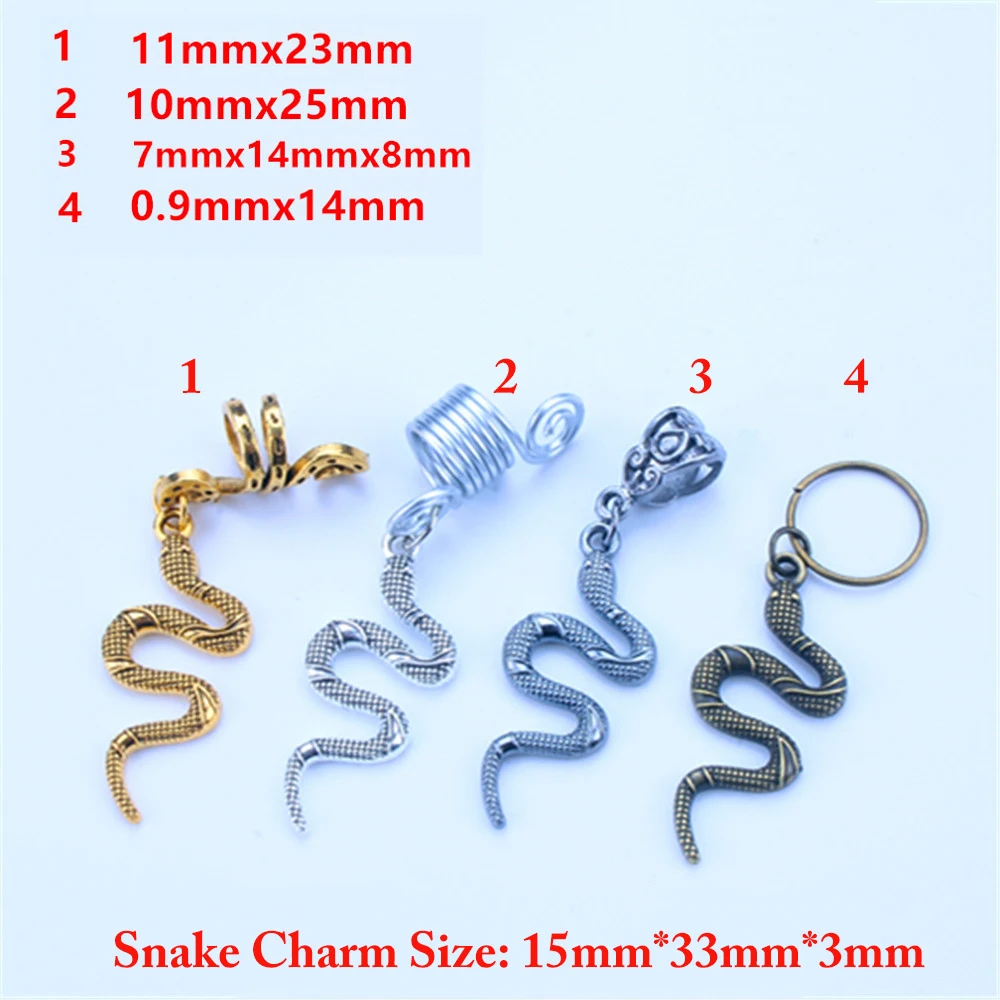 2pcs/Pack Snake Charms Spiral Hairpins Hair Braid Dread Dreadlock Beads Clips Cuffs Rings Jewelry Accessories Hair Rings Clasps