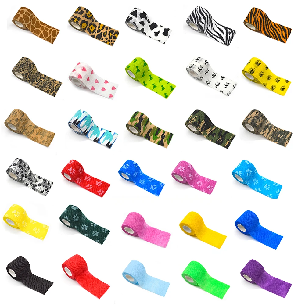 

1 шт., 34 цвета, повязка для татуировки, Нескользящая водонепроницаемая одноразовая нетканая ткань, самовязкая эластичная повязка, принадлежности для татуировки