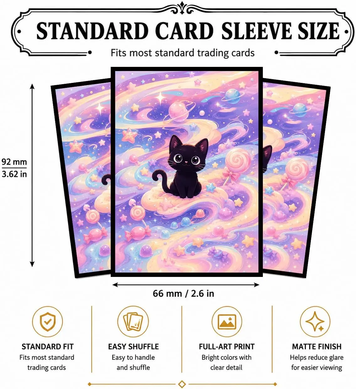 MTG Card Sleeves Matte -100 PCS Trading Card Game, Size 2.6 x 3.6 in, Suitable for All TCG Card Games Protective (Cosmic Purrs)