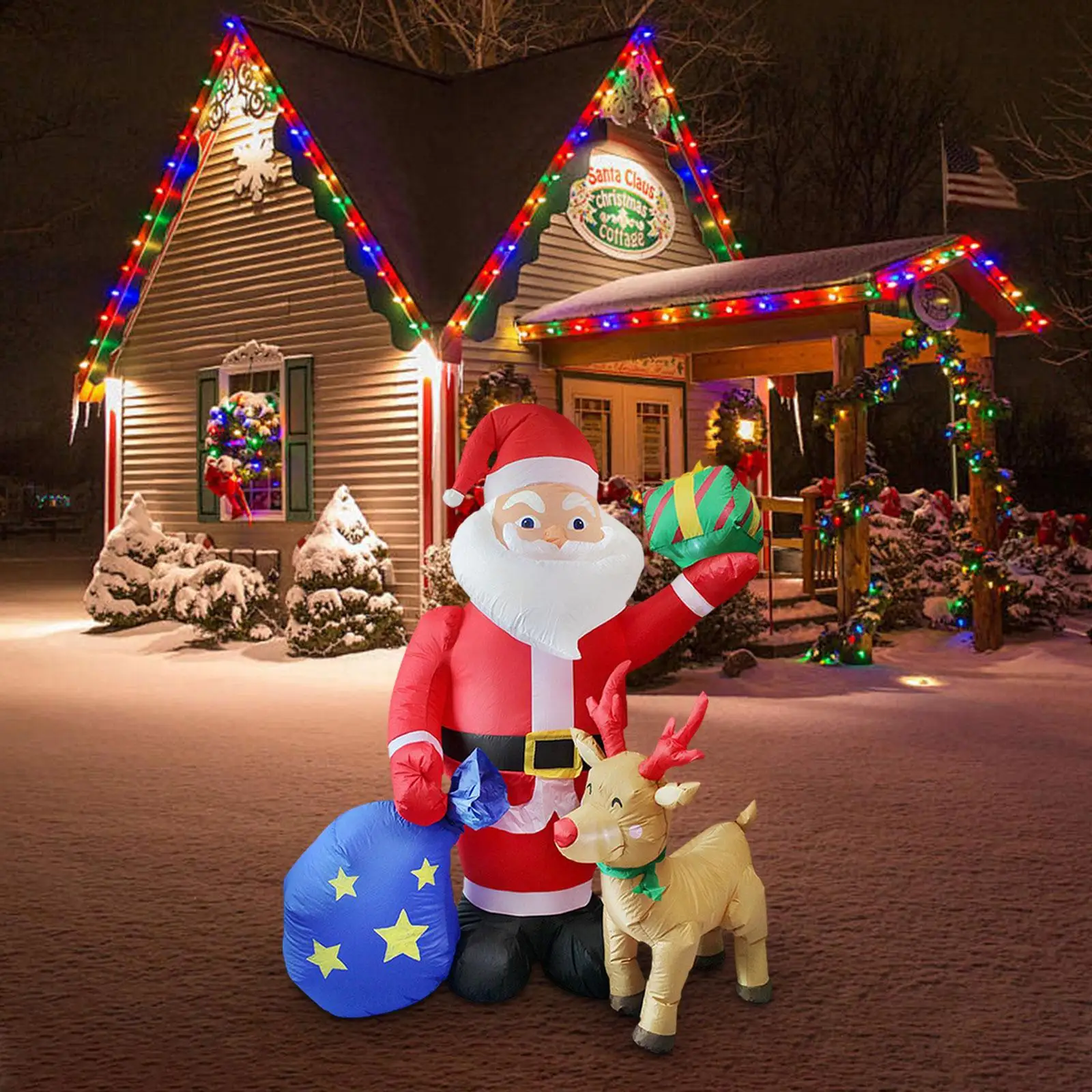 

6 ft/1.83 M Inflatable Santa Claus Decorative with Light for Lawn Yard Patio