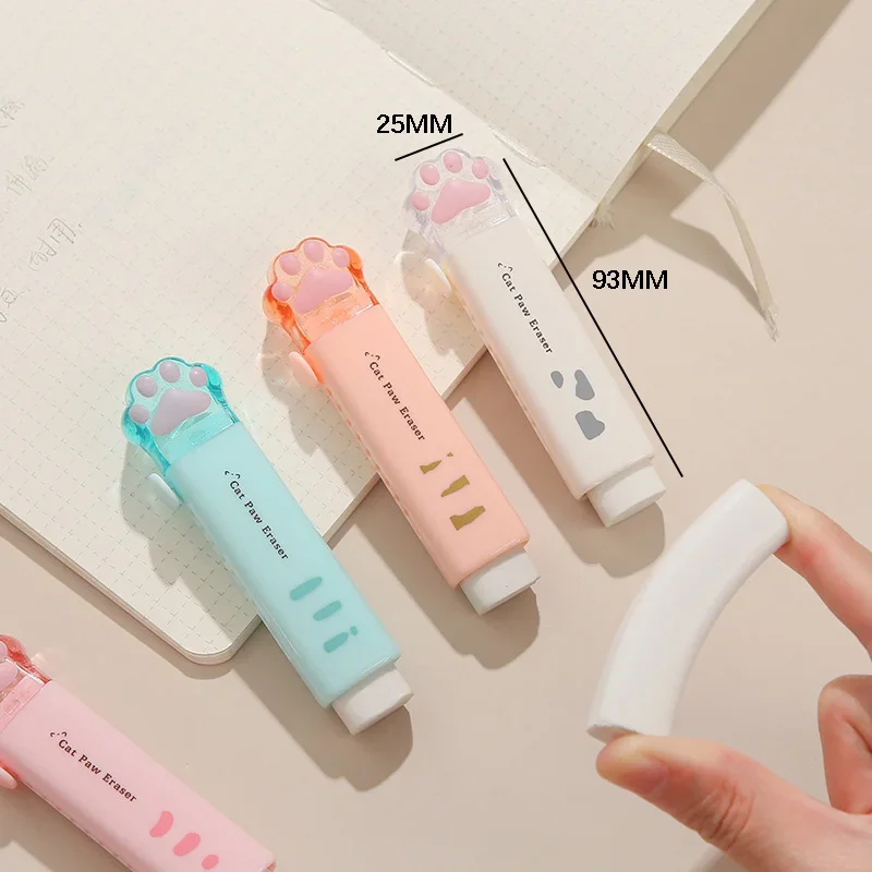 1pcs Kawaii Cat Paw Eraser Pencil Cute Push-pull Pen Shape Rubber Korean Stationery Cute School Supplies