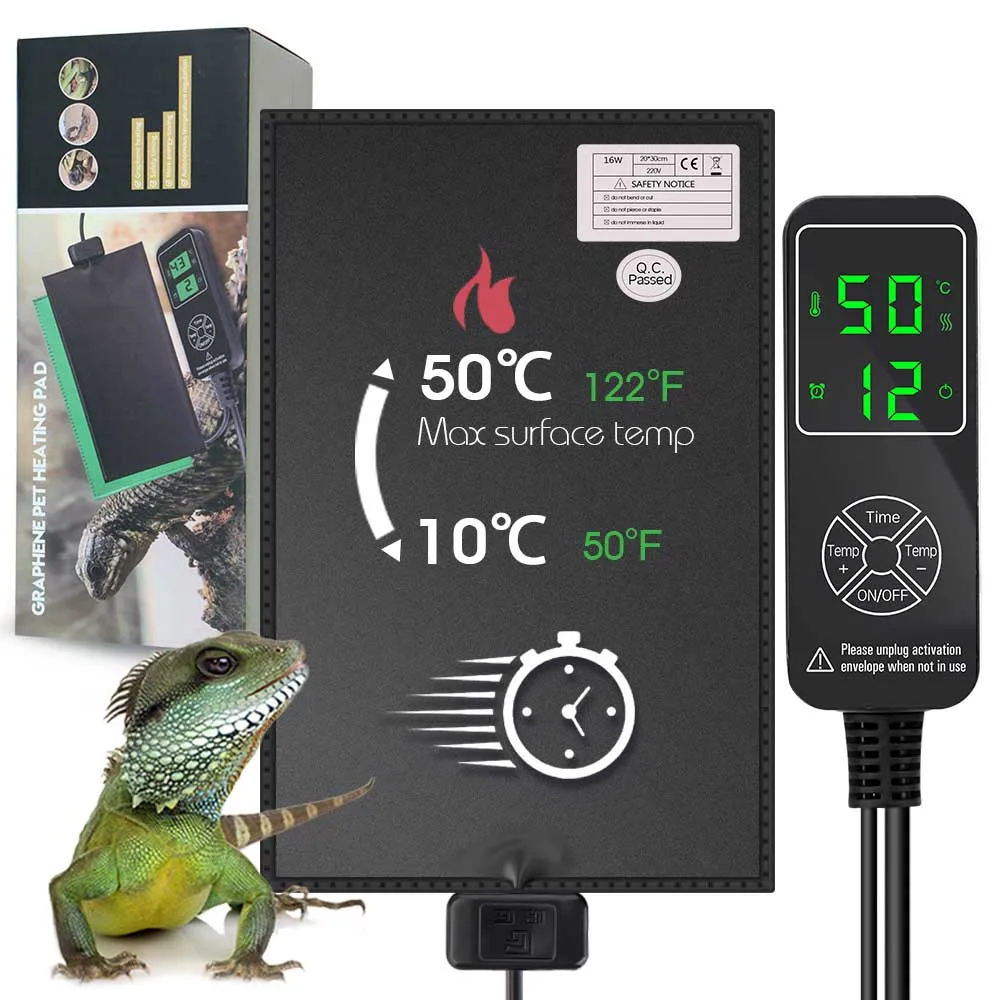 7/16/53/110W Upgraded Reptile Heat Mats Garden Greenhouse Plants Seedling Plants Heating Pad Adjustable Temperature Controller