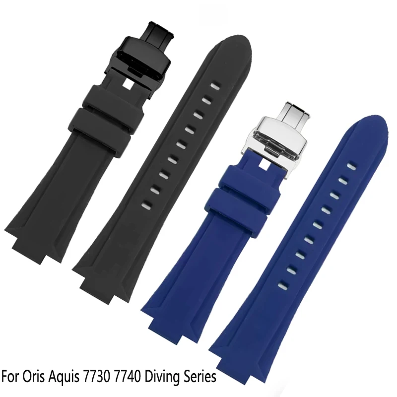 

Резиновый ремешок премиум-класса для Oris Aquis 7730 7740 Diving Series, спортивный водонепроницаемый силиконовый выпуклый ремешок 24x11 мм, 24x12 мм, мужской ремешок для часов