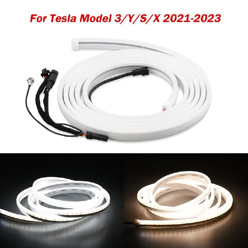 Car Front Trunk Frunk LED Surround Light Strip Modified Lighting For Tesla Model 3 Y S X 2021 Waterproof Flexible Silicone Light