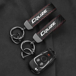 Leather Carbon Fiber Car Ring Keychain Trinket Zinc Alloy Keyrings Rotate 360 Degrees For Chevrolet Cruze 2012 2017 2019