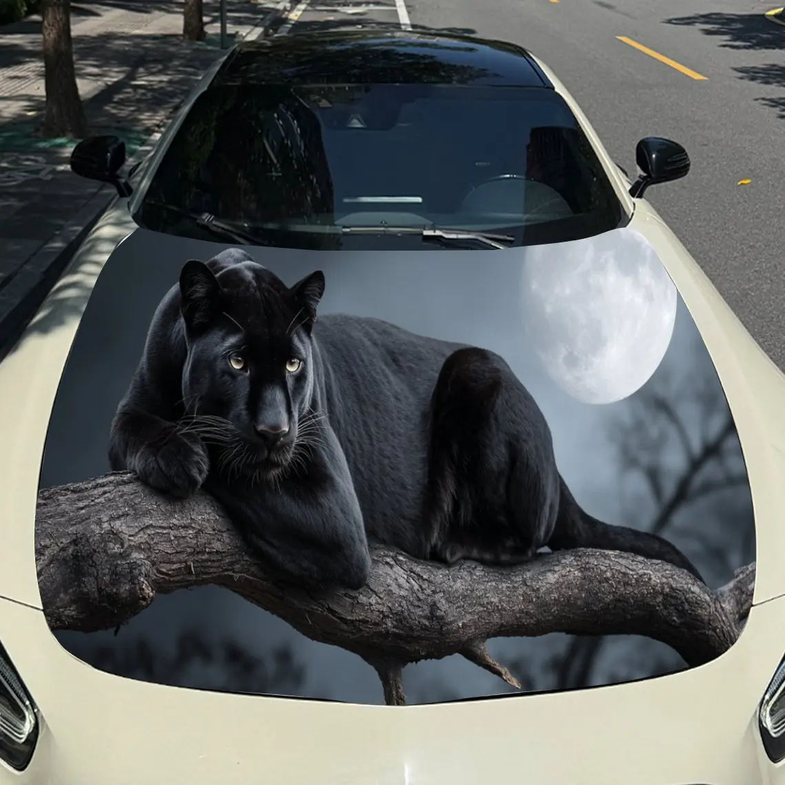

Panther Lie Prone Car Hood Sticker PVC Self Waterproof Stick Striking Auto Exterior Accessories Decor Protect Gift for Car Lover