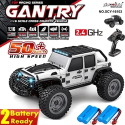 16103 Fast Rc Cars 50km/h 1/16 Off Road 4 Wheel Drive with LED 2.4G Waterproof Remote Control Monster Truck for Adults and Kids