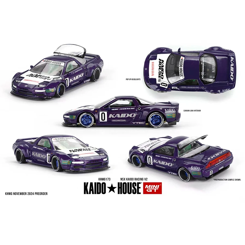 MINIGT KHMG 173 Em Estoque 1:64 Honda NSX Racing V2 Modelo de Carro Diecast com Motor Abrível Kaido House